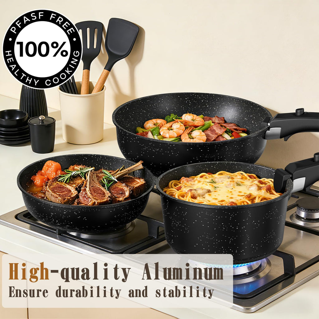 Non Stick Pots and Pans Set, 21 Pcs Ceramic Kitchen Cookware Set with Detachable Handle, Nonstick Healthy Induction Cookware, Dishwasher RV Cookware Set, Oven Safe, Stackable, Sage Green/Pink/Black/Navy