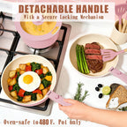 Non Stick Pots and Pans Set, 21 Pcs Ceramic Kitchen Cookware Set with Detachable Handle, Nonstick Healthy Induction Cookware, Dishwasher RV Cookware Set, Oven Safe, Stackable, Sage Green/Pink/Black/Navy