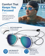 🍃180° Panoramic View Swimming Goggles, Anti-Fog UV Protection Mirrored Swim Goggles, Professional Racing Swim Glasses for Lap Training & Open Water