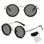 🔥Vintage Round Adjustable ND Polarized Sunglasses, 9-Level Dimmable Lens, UV400 Protection, Stepless Light Control Shades for Fishing Driving Outdoor