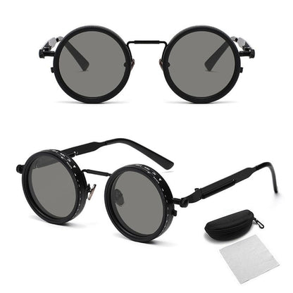 🔥Vintage Round Adjustable ND Polarized Sunglasses, 9-Level Dimmable Lens, UV400 Protection, Stepless Light Control Shades for Fishing Driving Outdoor