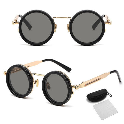 🔥Vintage Round Adjustable ND Polarized Sunglasses, 9-Level Dimmable Lens, UV400 Protection, Stepless Light Control Shades for Fishing Driving Outdoor