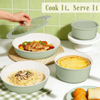 Non Stick Pots and Pans Set, 21 Pcs Ceramic Kitchen Cookware Set with Detachable Handle, Nonstick Healthy Induction Cookware, Dishwasher RV Cookware Set, Oven Safe, Stackable, Sage Green/Pink/Black/Navy